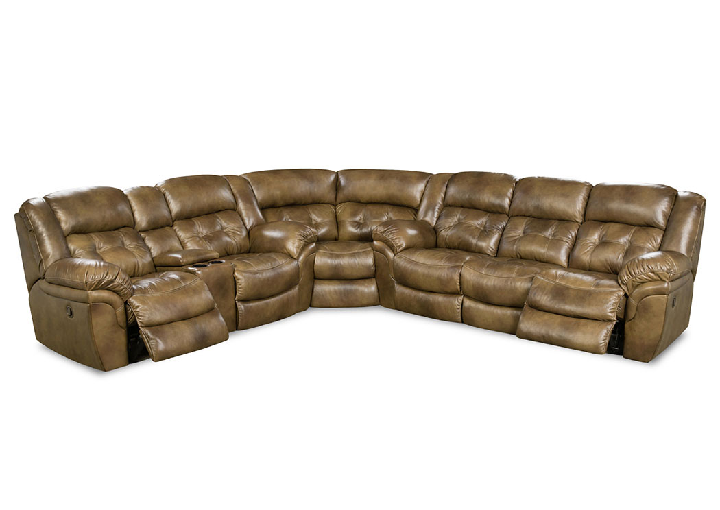 Hudson Saddle 3 Piece Leather Sectional, Cowhide Leather Sectional Sofa