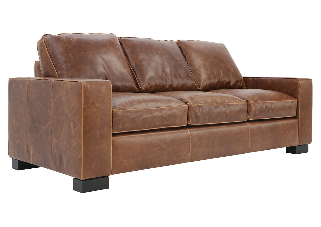 homesullivan russel 1-piece chocolate leather sofa