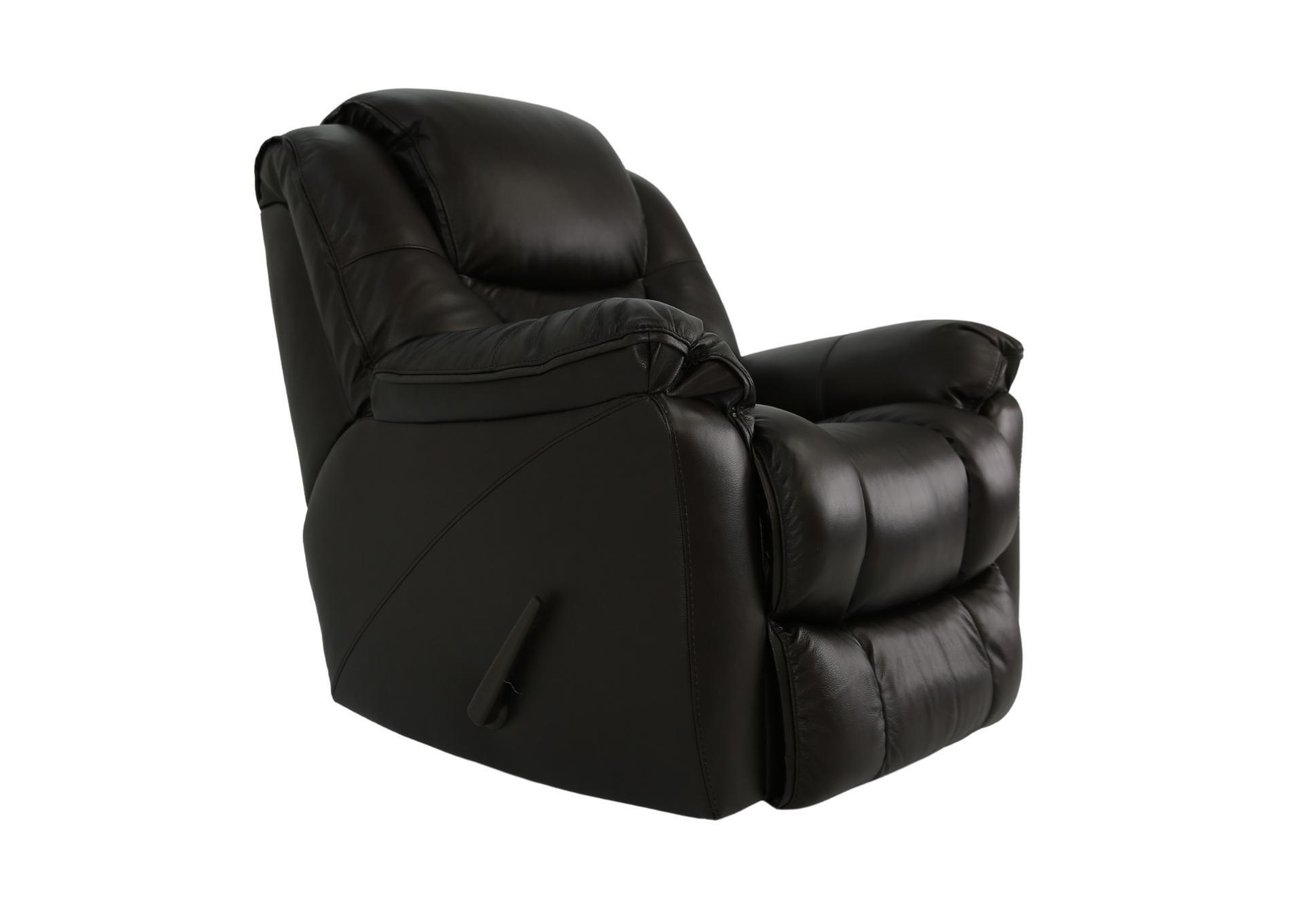 MUSTANG COFFEE LEATHER ROCKER RECLINER,HOMESTRETCH