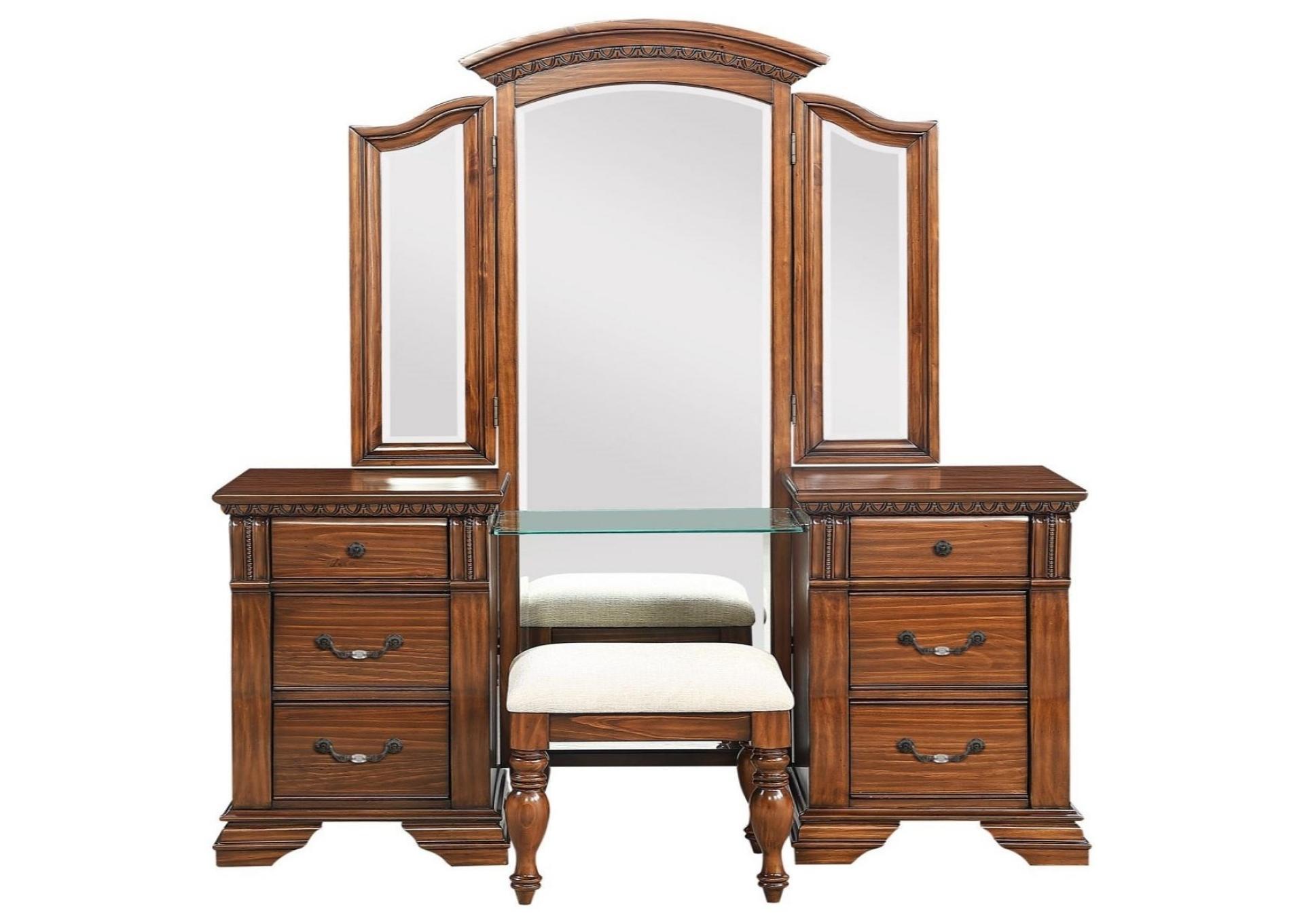 ISABELLA VANITY WITH MIRROR AND STOOL,AUSTIN GROUP