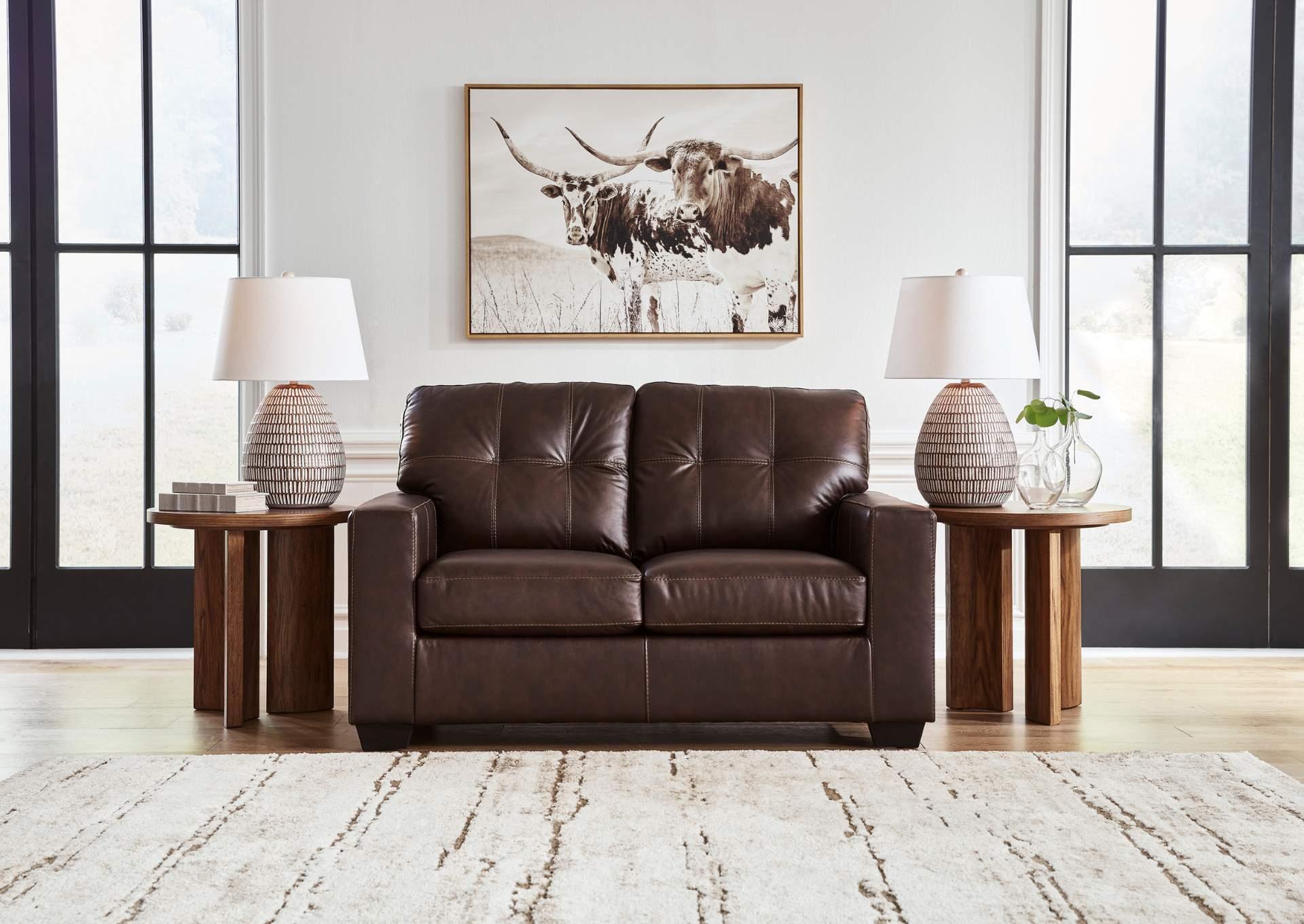 SANTORINE DARK BROWN LEATHER LOVESEAT,ASHLEY FURNITURE INC.