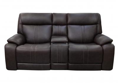 XARA EARTH LEATHER POWER CONSOLE LOVESEAT,MOTM