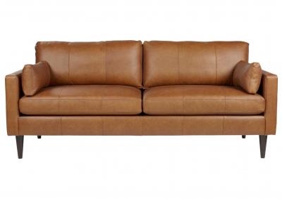 TRAFTON RUST LEATHER SOFA,BEST CHAIRS INC