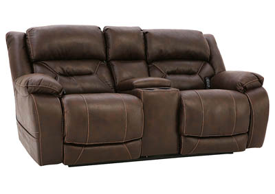 Image for ENTERPRISE WALNUT POWER LOVESEAT WITH CONSOLE