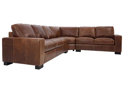 CHARLEY CHOCOLATE LEATHER 3 PIECE SECTIONAL,NEWS SRL