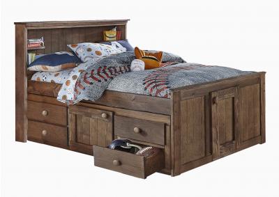 Image for DIEGO CHESTNUT FULL CAPTAIN'S BED WITH STORAGE AND BUNKIE MATTRESS