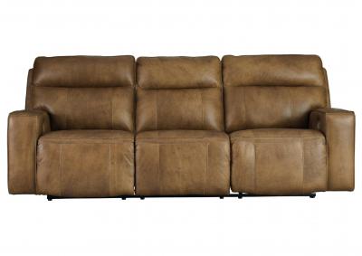 Image for GAME PLAN CARAMEL LEATHER 2P POWER SOFA