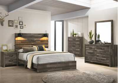 ARIANNA BROWN QUEEN BED WITH LIGHTS,LIFESTYLE FURNITURE