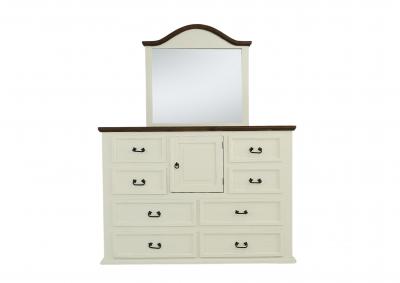 MANSION AGED WHITE DRESSER AND MIRROR,ARDENT HOME