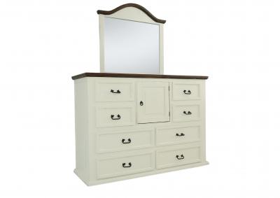 MANSION AGED WHITE DRESSER AND MIRROR,ARDENT HOME