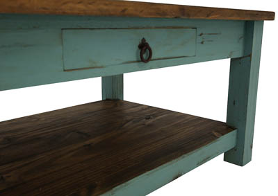 LAWMAN TURQUOISE COCKTAIL TABLE,RUSTIC IMPORTS