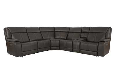 Image for XARA EARTH LEATHER 6 PIECE POWER SECTIONAL
