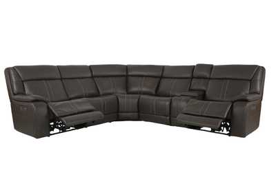 XARA EARTH LEATHER 6 PIECE POWER SECTIONAL,MOTM