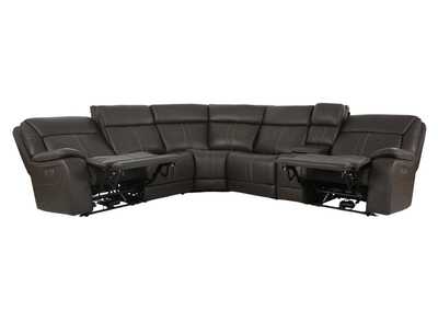 XARA EARTH LEATHER 6 PIECE POWER SECTIONAL,MOTM