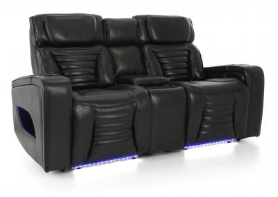 CALLIX BLACKBERRY LEATHER P2 POWER LOVESEAT WITH CONSOLE AND LIGHTS,CHEERS