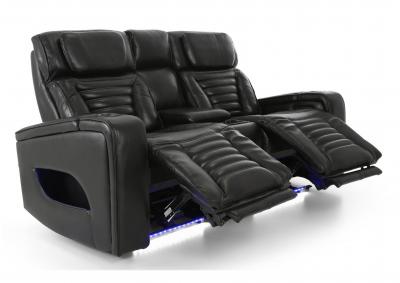 CALLIX BLACKBERRY LEATHER P2 POWER LOVESEAT WITH CONSOLE AND LIGHTS,CHEERS