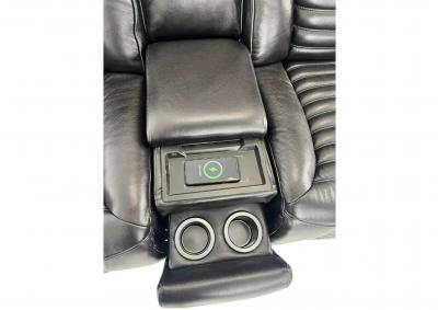 CALLIX BLACKBERRY LEATHER P2 POWER LOVESEAT WITH CONSOLE AND LIGHTS,CHEERS