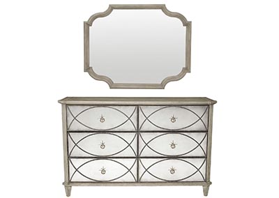 Image for MARQUESA GRAY MIRRORED DRESSER AND MIRROR