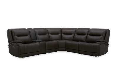 Image for BROCKTON CHOCOLATE LEATHER 3P POWER 6 PIECE SECTIONAL