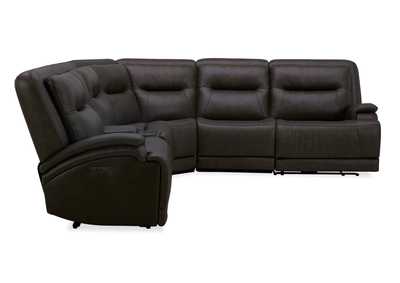BROCKTON CHOCOLATE LEATHER 3P POWER 6 PIECE SECTIONAL,KUKA