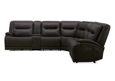 BROCKTON CHOCOLATE LEATHER 3P POWER 6 PIECE SECTIONAL,KUKA