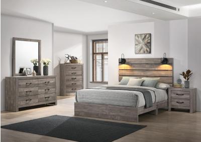 ARIANNA GREY KING BED WITH LIGHTS,LIFESTYLE FURNITURE