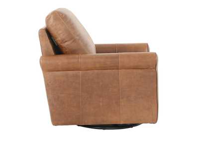 LUKE CHESTNUT LEATHER SWIVEL GLIDE CHAIR,MNDY