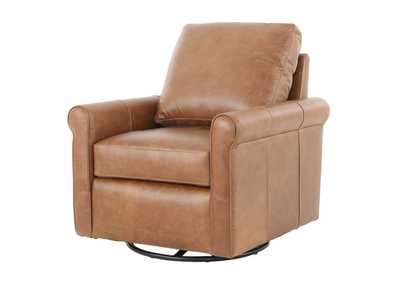 LUKE CHESTNUT LEATHER SWIVEL GLIDE CHAIR,MNDY