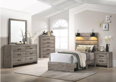 ARIANNA GREY FULL BED WITH LAMPS,LIFESTYLE FURNITURE