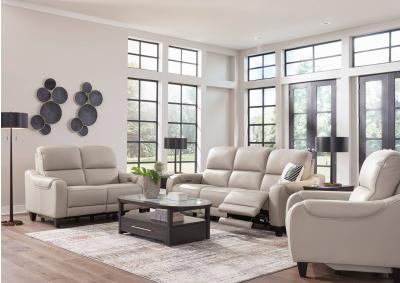 MERCOMATIC GRAY LEATHER 2P POWER RECLINING SOFA,ASHLEY FURNITURE INC.