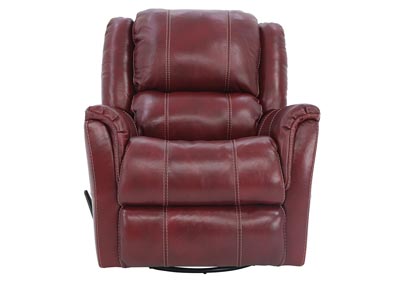 BRYCE RED LEATHER SWIVEL GLIDER RECLINER