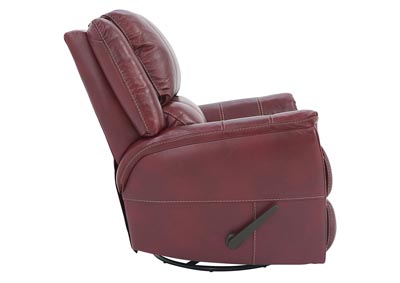 Bryce Red Leather Swivel Glider, Red Leather Rocker Recliner