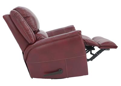 BRYCE RED LEATHER SWIVEL GLIDER RECLINER,HOMESTRETCH