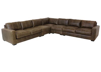 Image for DAWKINS CHESTNUT LEATHER 4 PIECE SECTIONAL