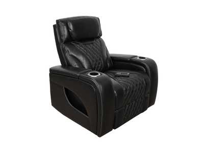 VAMOND BLACK LEATHER POWER RECLINER WITH AIR MASSAGE AND IMMERSIVE AUDIO,SYNG