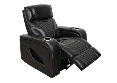 VAMOND BLACK LEATHER POWER RECLINER WITH AIR MASSAGE AND IMMERSIVE AUDIO,SYNG