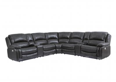 Image for DENVERS 7 PIECE CHARCOAL LEATHER SECTIONAL