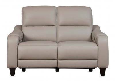 MERCOMATIC GRAY LEATHER 2P POWER RECLINING LOVESEAT