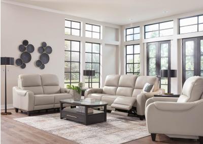 MERCOMATIC GRAY LEATHER 2P POWER RECLINING LOVESEAT,ASHLEY FURNITURE INC.