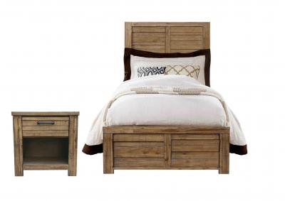 SOHO BROWN TWIN BED WITH NIGHTSAND,SAMUEL LAWRENCE FURNITURE
