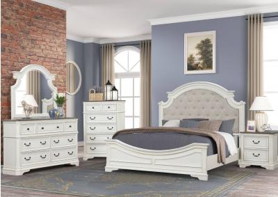 HAVEN WHITE QUEEN UPHOLSTERED BED,LIFESTYLE FURNITURE