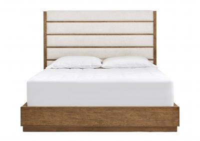 AMHERST LIGHT OAK QUEEN UPHOLSTERED BED,MAGS