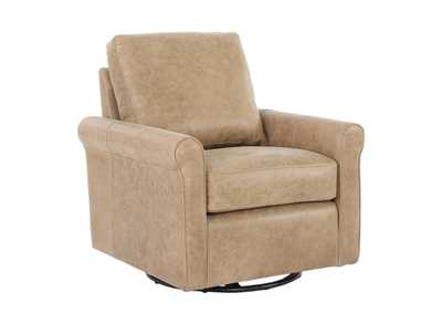 LUKE TAUPE LEATHER SWIVEL GLIDE CHAIR,MNDY