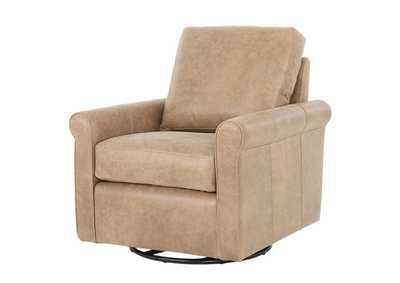 LUKE TAUPE LEATHER SWIVEL GLIDE CHAIR,MNDY
