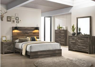 ARIANNA BROWN QUEEN BEDROOM WITH LIGHTS,LIFESTYLE FURNITURE