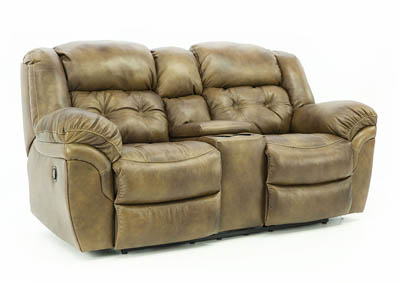 HUDSON SADDLE LEATHER RECLINING LOVESEAT WITH CONSOLE,HOMESTRETCH