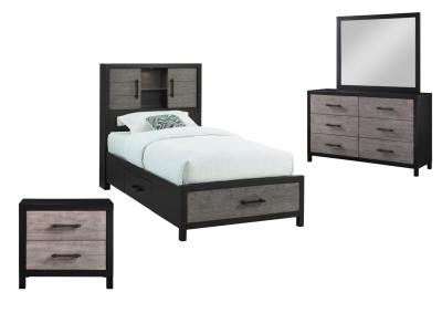 Image for DAUGHTREY BLACK TWIN BOOKCASE BEDROOM