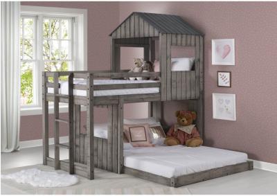 CABIN FEVER RUSTIC DIRTY GREY TWIN/FULL BUNKBED,DONC