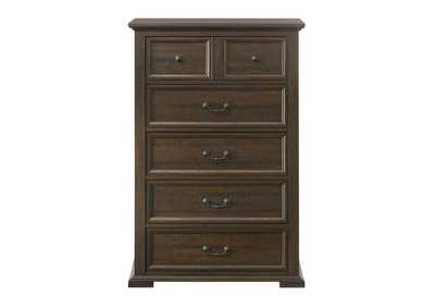 MOSSBERG RUSTIC OAK 5 DRAWER CHEST