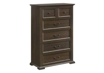 MOSSBERG RUSTIC OAK 5 DRAWER CHEST,LIFESTYLE FURNITURE